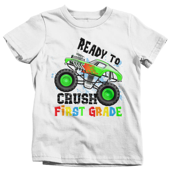 Kids First Grade T Shirt 1st Grade Shirt Boy's Crush 1st Grader Car Shirt Cute Back To School Shirt Cool Truck Shirt-Shirts By Sarah