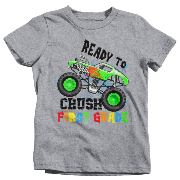 Kids First Grade T Shirt 1st Grade Shirt Boy's Crush 1st Grader Car Shirt Cute Back To School Shirt Cool Truck Shirt-Shirts By Sarah