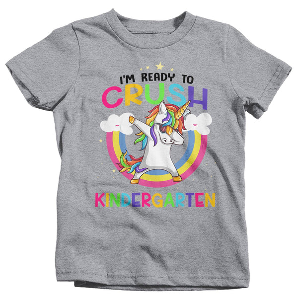 Kids Kindergarten T Shirt Kindergarten Shirt Girl's Crush Unicorn Shirt Cute Back To School Shirt Dabbing Unicorn Shirt-Shirts By Sarah