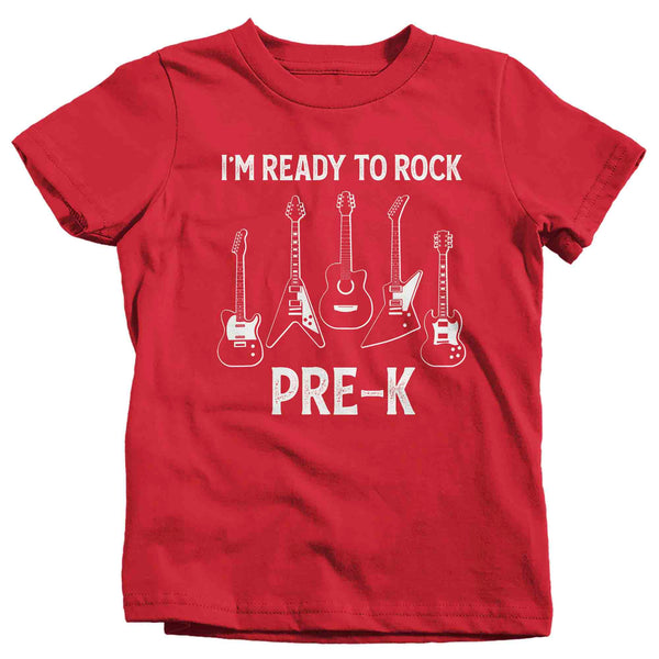Kids Funny School T Shirt Pre-K Shirts Ready To Rock PreK Graphic Tee Electric Guitar Music Back To School Tshirt Unisex Boys Girls-Shirts By Sarah
