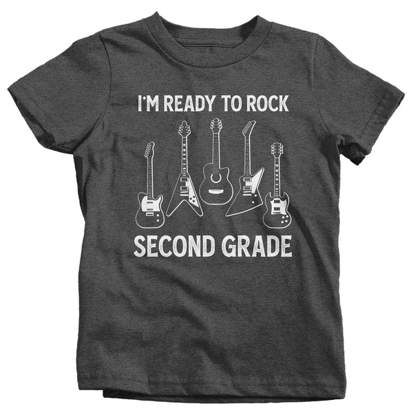 Kids Funny School T Shirt 2nd Grade Shirts Ready To Rock Second Graphic Tee Electric Guitar Music Back To School Tshirt Unisex Boys Girls-Shirts By Sarah