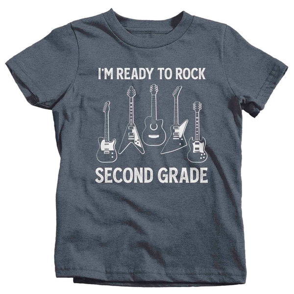 Kids Funny School T Shirt 2nd Grade Shirts Ready To Rock Second Graphic Tee Electric Guitar Music Back To School Tshirt Unisex Boys Girls-Shirts By Sarah