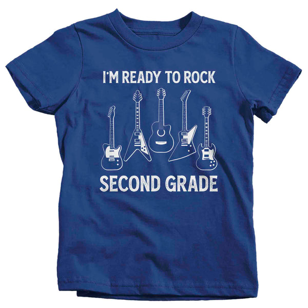 Kids Funny School T Shirt 2nd Grade Shirts Ready To Rock Second Graphic Tee Electric Guitar Music Back To School Tshirt Unisex Boys Girls-Shirts By Sarah