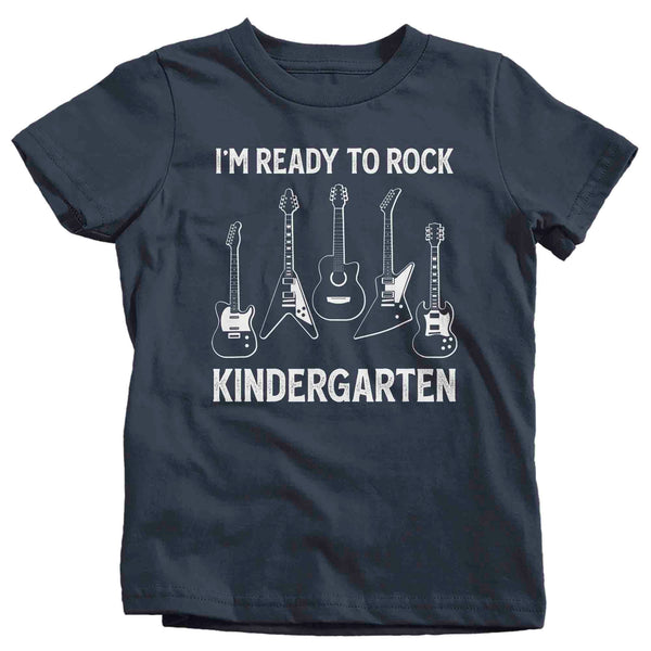 Kids Funny School T Shirt Kindergarten Shirts Ready To Rock K Graphic Tee Electric Guitar Music Back To School Tshirt Unisex Boys Girls-Shirts By Sarah