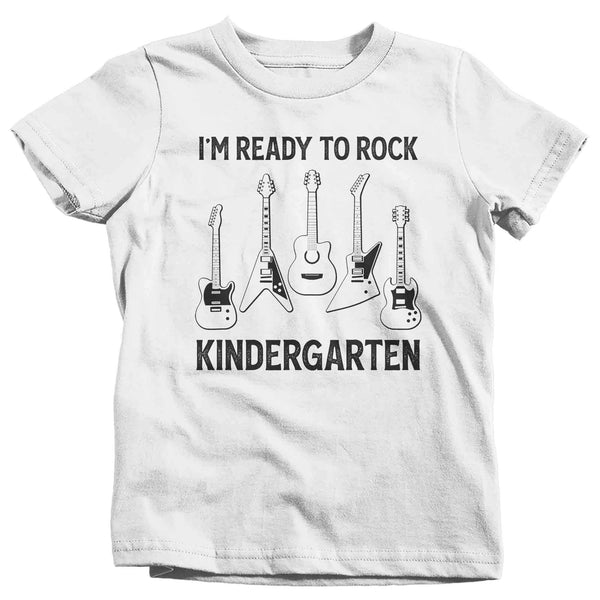 Kids Funny School T Shirt Kindergarten Shirts Ready To Rock K Graphic Tee Electric Guitar Music Back To School Tshirt Unisex Boys Girls-Shirts By Sarah