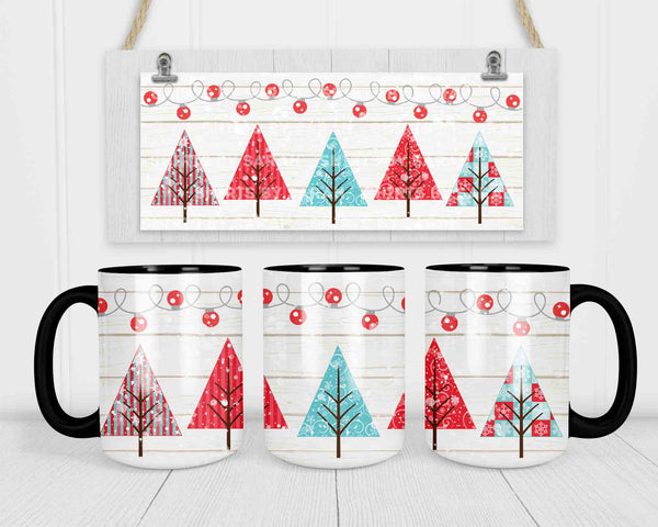 Christmas Coffee Mug Red & Blue Christmas Trees Decor Coffee Mug Coffee Mugs Ornament 15oz 20oz Jumbo Giant Large Cup-Shirts By Sarah