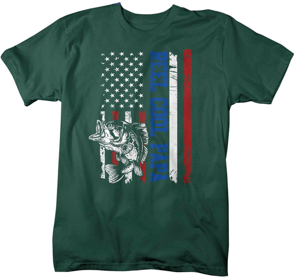 Men's Fishing Shirt Papa T Shirt Reel Cool Papa Tee Grandpa Gift Father's Day American Flag 4th July Unisex Man-Shirts By Sarah