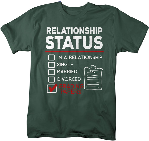 Men's Funny Teacher T-Shirt Relationship Status School Shirt Grading Papers Tee Teacher Gift Idea-Shirts By Sarah