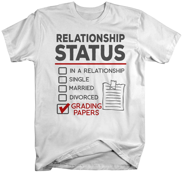 Men's Funny Teacher T-Shirt Relationship Status School Shirt Grading Papers Tee Teacher Gift Idea-Shirts By Sarah