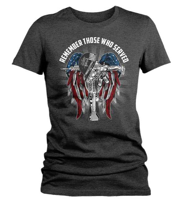 Women's Memorial Day T-Shirt Patriotic Remember The Fallen Shirt United States Veteran TShirt Soldier Honor Flag Ladies Woman Tee-Shirts By Sarah