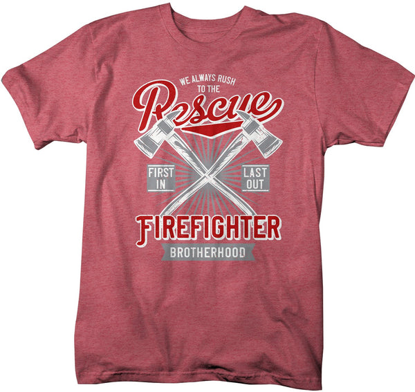 Men's Rescue Firefighter T Shirt Vintage Fireman Shirts Firefighter Shirts First In Last Out Shirts-Shirts By Sarah