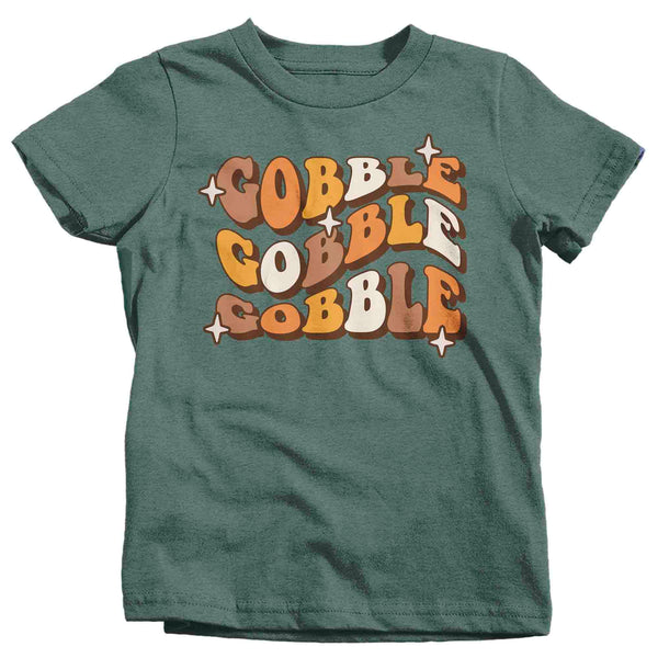 Kids Thanksgiving Shirt Retro T-Shirt Gobble Gobble Tee Vintage Turkey Day Matching Festive Holiday Funny Graphic Tshirt Unisex Youth-Shirts By Sarah