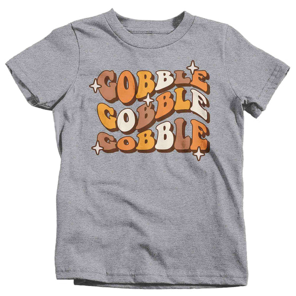 Kids Thanksgiving Shirt Retro T-Shirt Gobble Gobble Tee Vintage Turkey Day Matching Festive Holiday Funny Graphic Tshirt Unisex Youth-Shirts By Sarah