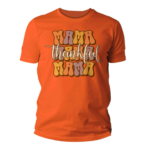 Men's Funny Thanksgiving T-Shirt Thankful Mama Retro Vibes Shirt Thanks Giving Tee Vintage Festive Holiday Graphic Tshirt Unisex-Shirts By Sarah