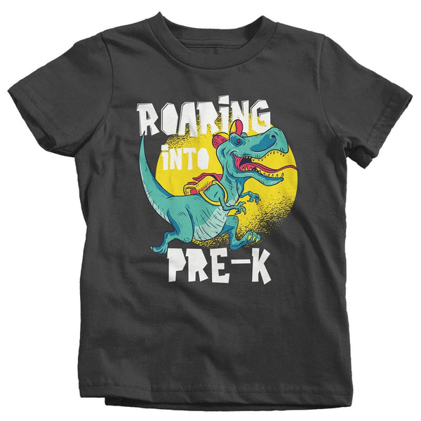 Kids Pre-K T Shirt Dinosaur School Shirt Boy's Girl's Roaring Into T Rex Pre-K Pre Kindergarten TShirt-Shirts By Sarah