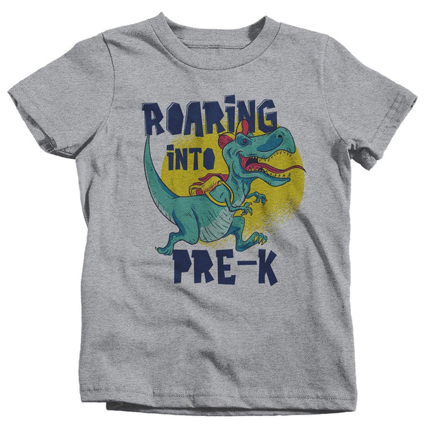Kids Pre-K T Shirt Dinosaur School Shirt Boy's Girl's Roaring Into T Rex Pre-K Pre Kindergarten TShirt-Shirts By Sarah