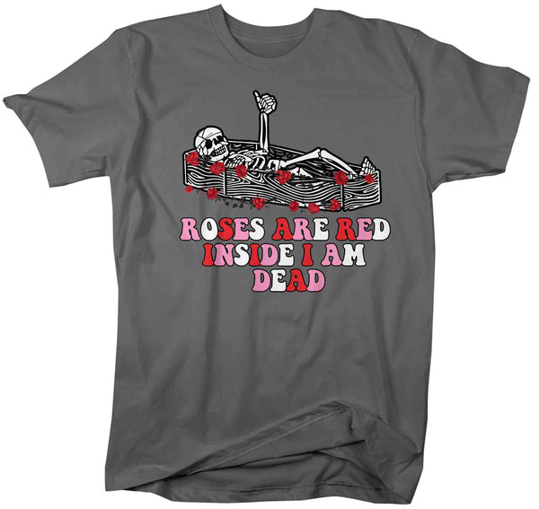 Men's Valentine's Day T Shirt Grunge Shirt Inside I'm Dead Tee Skeleton TShirt Roses Red Mans Unisex Graphic Pastel Grunge Clothing Top-Shirts By Sarah