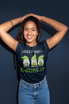 Women's Funny St. Patrick's Day Shirt Lucky And I Gnome It T Shirt Clover Lucky 4 Leaf Gift Saint Patricks Irish Green Ladies Woman Tee