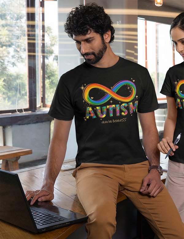 Men's Autism Infinity Shirt Puzzle Ribbon Awareness T Shirt Neurodiversity Divergent Asperger's Syndrome Spectrum ASD Tee Man Unisex-Shirts By Sarah