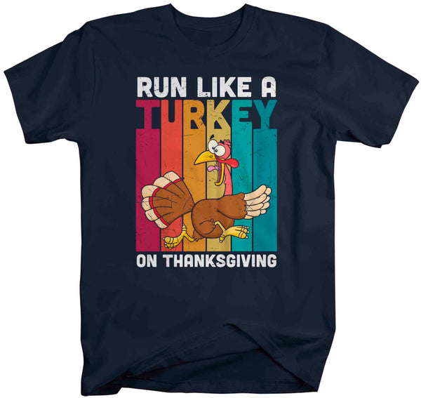 Men's Funny Thanksgiving TShirt Run Like A Turkey Shirts Trot Run Race Marathon T Shirt Holiday Tee Unisex Soft 5K Graphic T-Shirt-Shirts By Sarah