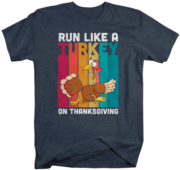 Men's Funny Thanksgiving TShirt Run Like A Turkey Shirts Trot Run Race Marathon T Shirt Holiday Tee Unisex Soft 5K Graphic T-Shirt-Shirts By Sarah