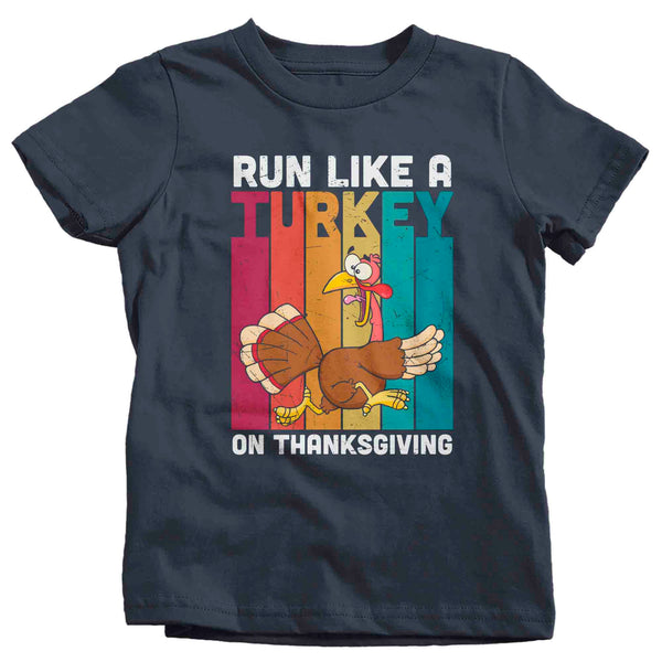 Kids Funny Thanksgiving TShirt Run Like A Turkey Shirts Trot Run Race Marathon T Shirt Holiday Tee Unisex Soft 5K Graphic T-Shirt-Shirts By Sarah