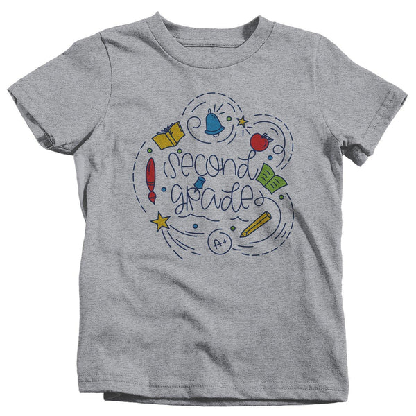 Kids Second Grade T Shirt 2nd Grade Shirt Boy's Girl's School Doodle Cute Back To School Shirt 2nd Grade-Shirts By Sarah