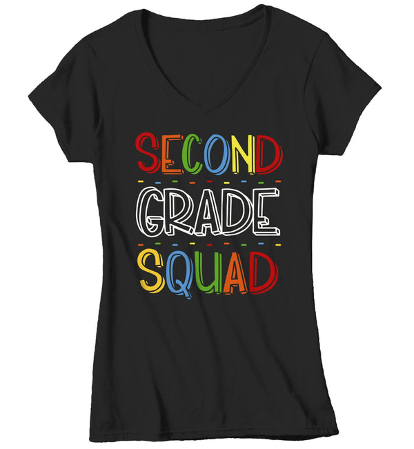 Women's Second Grade Teacher T Shirt 2nd Grade Squad T Shirt Cute Back To School Shirt Teacher Gift Shirts-Shirts By Sarah