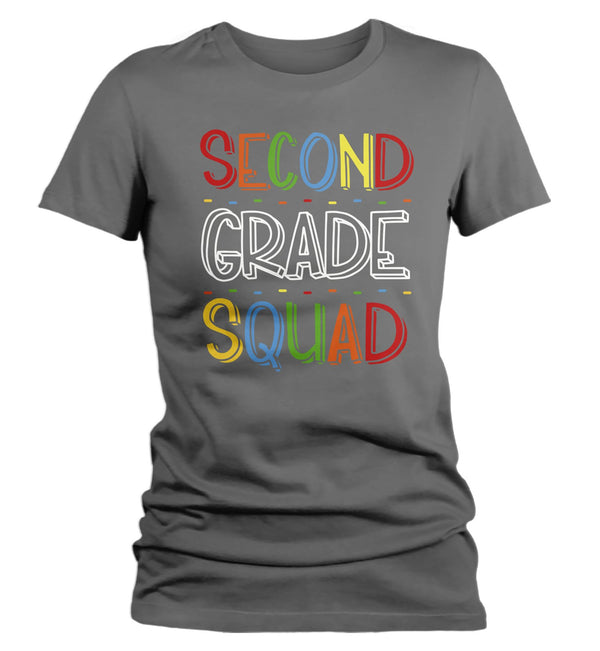 Women's Second Grade Teacher T Shirt 2nd Grade Squad T Shirt Cute Back To School Shirt Teacher Gift Shirts-Shirts By Sarah