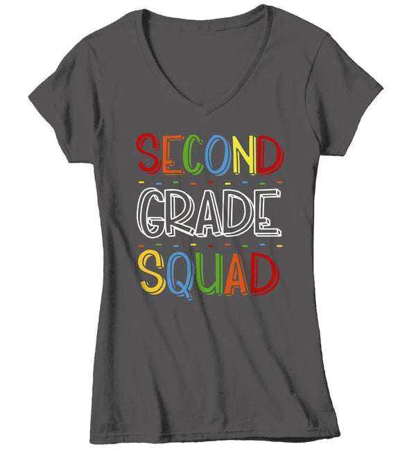 Women's Second Grade Teacher T Shirt 2nd Grade Squad T Shirt Cute Back To School Shirt Teacher Gift Shirts-Shirts By Sarah