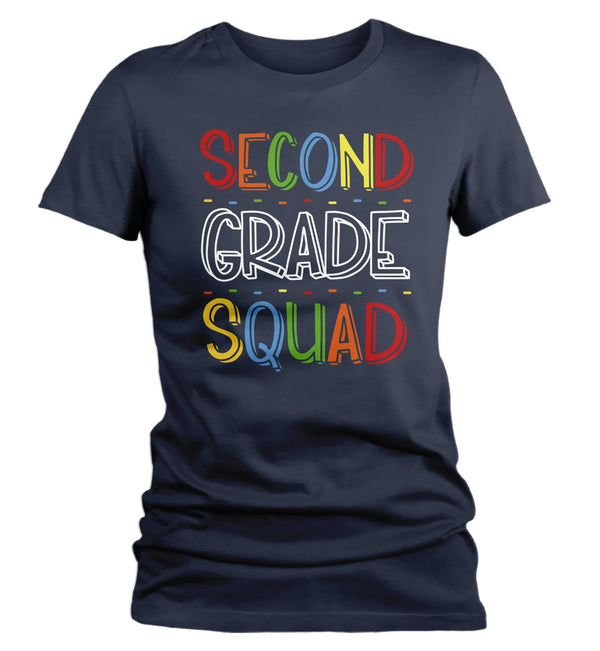 Women's Second Grade Teacher T Shirt 2nd Grade Squad T Shirt Cute Back To School Shirt Teacher Gift Shirts-Shirts By Sarah