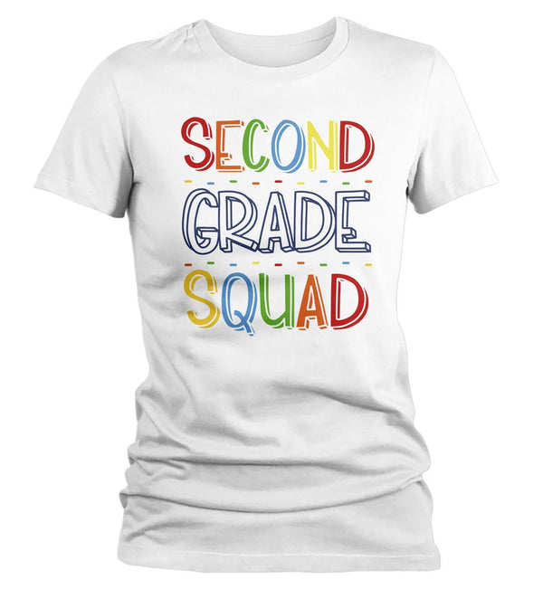 Women's Second Grade Teacher T Shirt 2nd Grade Squad T Shirt Cute Back To School Shirt Teacher Gift Shirts-Shirts By Sarah