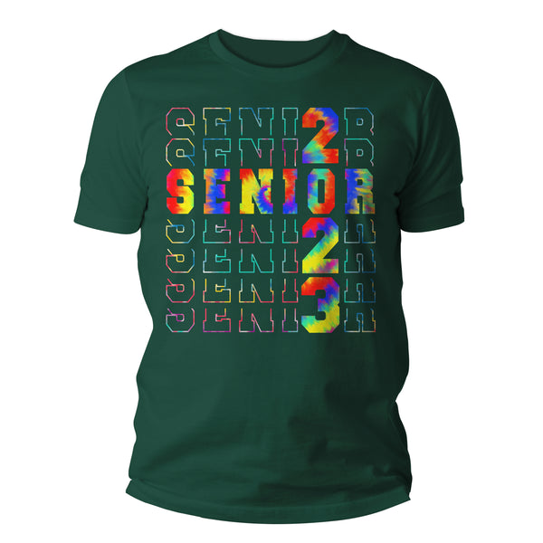 Men's Senior Class Shirt 2023 Graduation Graduate Grad Tee Tie Dye High School College Collegiate Stacked Font Typography Tshirt Unisex Man-Shirts By Sarah