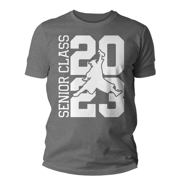 Men's Retro Senior 2023 Shirt Jumping Grad 23 Graduation Graduate Grad Tee High School Class College Collegiate Gift Tshirt Unisex Man-Shirts By Sarah