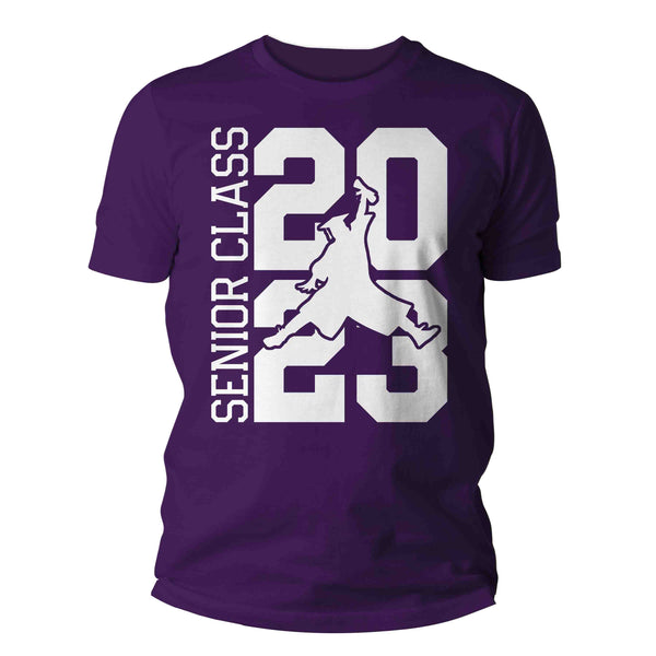 Men's Retro Senior 2023 Shirt Jumping Grad 23 Graduation Graduate Grad Tee High School Class College Collegiate Gift Tshirt Unisex Man-Shirts By Sarah