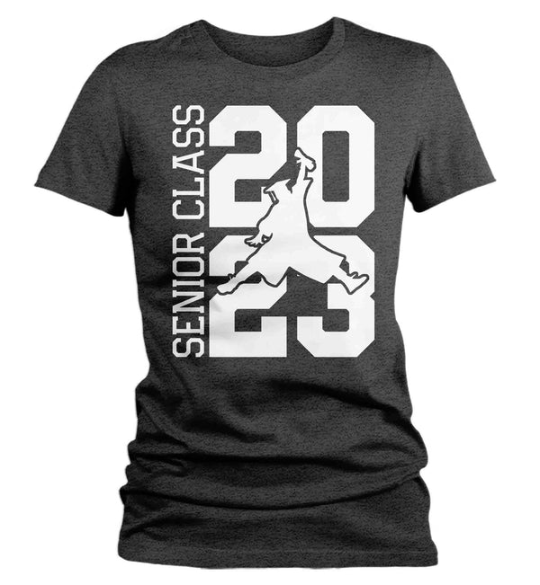 Women's Retro Senior 2023 Shirt Jumping Grad 23 Graduation Graduate Grad Tee High School Class College Collegiate Gift Tshirt Ladies-Shirts By Sarah