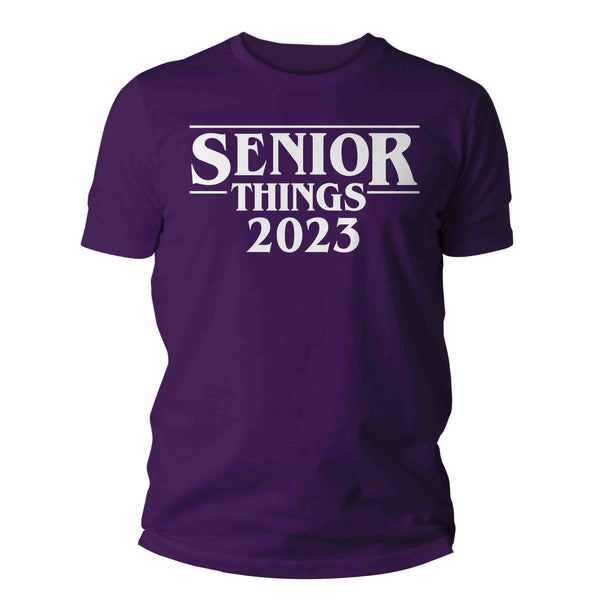 Men's Funny Senior 2023 Shirt Senior Things Graduation Graduate Grad Tee Class High School College Collegiate Gift Tshirt Unisex Man-Shirts By Sarah