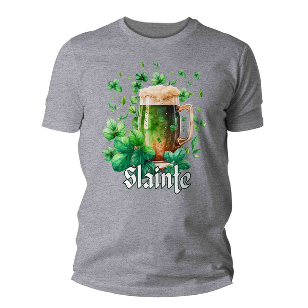 Men's Slainte St. Patrick's Day Shirt Green Beer Clover Cheers Health Sláinte T Shirt Irish Saying Tshirt Graphic Tee Streetwear Man Unisex-Shirts By Sarah