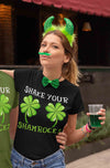 Women's Funny St. Patrick's Day Shirt Shake Your Shamrocks T Shirt Clover Lucky 4 Leaf Gift Saint Patricks Irish Green Ladies Woman Tee