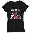 Women's V-Neck Valentine's Day T Shirt Grunge Shirt Single AF Tee Skeleton TShirt Hearts Woman Ladies Graphic Pastel Grunge Clothing Top