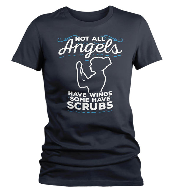 Women's Nurse T Shirt Some Angels Wear Scrubs Shirt Nurse Angel Shirt Nurse Gift Idea Nursing Shirts-Shirts By Sarah