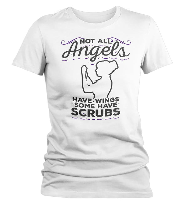 Women's Nurse T Shirt Some Angels Wear Scrubs Shirt Nurse Angel Shirt Nurse Gift Idea Nursing Shirts-Shirts By Sarah