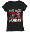 Women's V-Neck Funny Nurse T Shirt Nurse Shirt Some Nurses Cuss A Lot It's Me Funny Shirts Nurse Gift Idea
