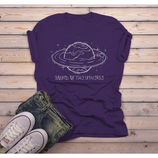 Men's Geek Shirt Saturn Shirts Planet Music Graphic Tee Sound Universe Record Hipster Shirt Celestial-Shirts By Sarah