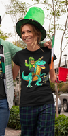 Women's Funny St. Patrick's Day Shirt T Rex Leprechaun T Shirt Tyrannosaurus Dinosaur Gift Saint Patricks Irish Green Ladies Woman Tee