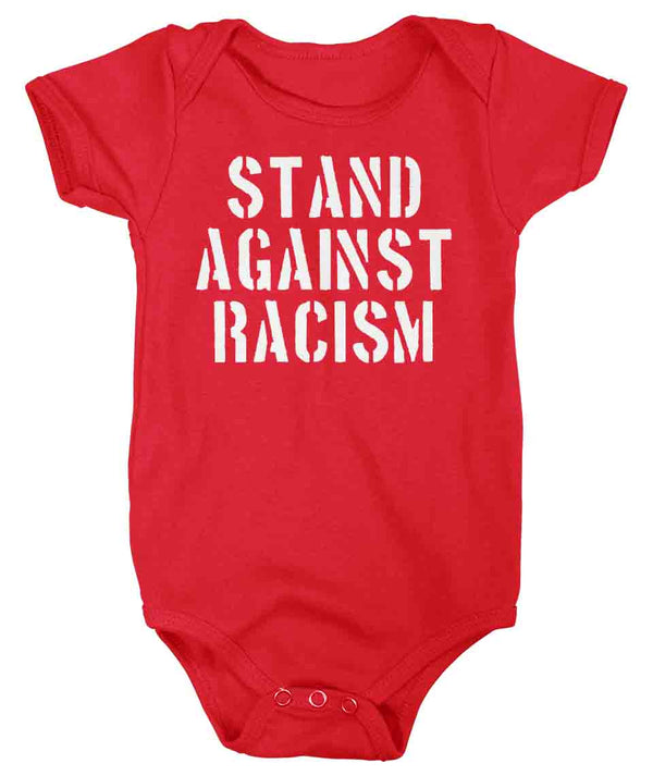 Baby Stand Against Racism Shirt Anti Racism Snap Suit Stop Discrimination One Piece Equality BLM Equal Rights Creeper Soft Ring Spun-Shirts By Sarah