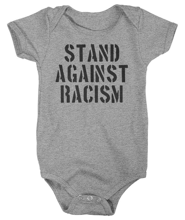 Baby Stand Against Racism Shirt Anti Racism Snap Suit Stop Discrimination One Piece Equality BLM Equal Rights Creeper Soft Ring Spun-Shirts By Sarah