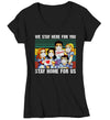 Women's V-Neck Nurse T Shirt Stay Home For Us Shirt Nurse Shirt Cute Nurse Gift Idea Nursing Shirts Hero Shirt