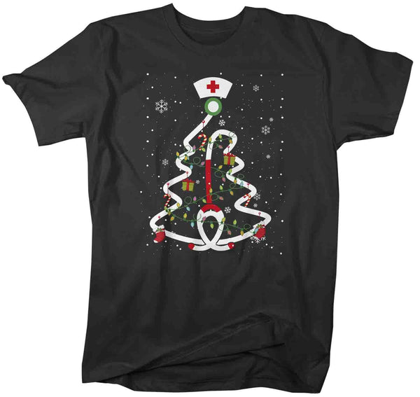 Men's Nurse Christmas T Shirt Christmas Tree Shirts Stethoscope Nurse Shirt Nurses Christmas Shirt-Shirts By Sarah