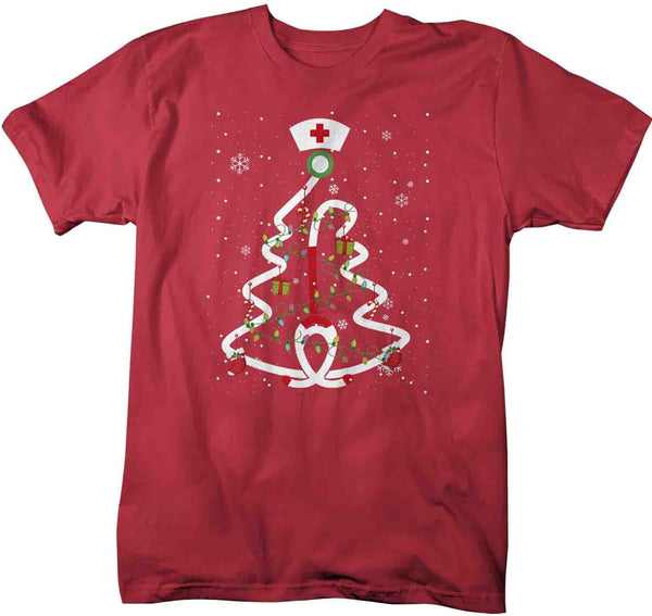 Men's Nurse Christmas T Shirt Christmas Tree Shirts Stethoscope Nurse Shirt Nurses Christmas Shirt-Shirts By Sarah